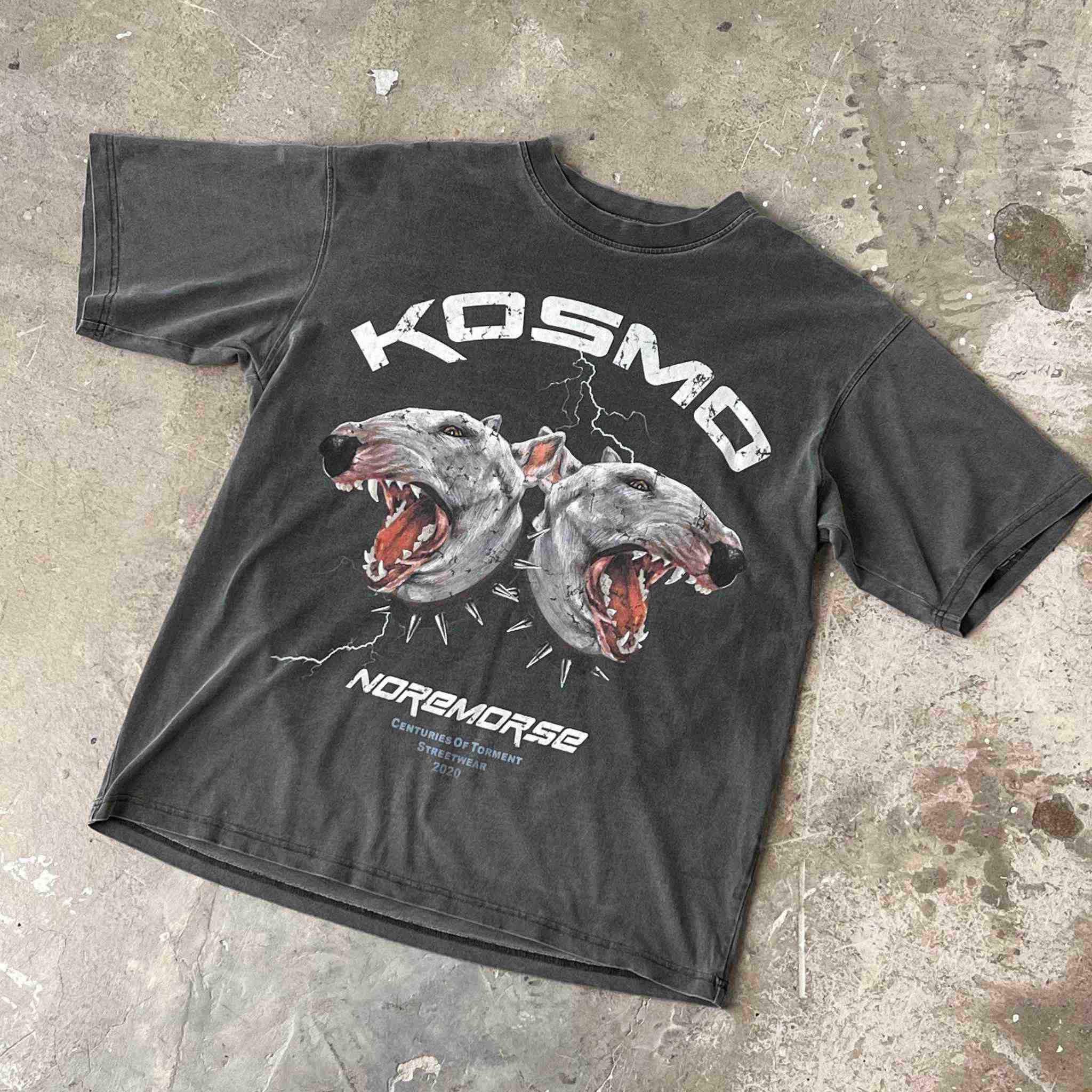 No Remorse - Grey Faded Acid Washed Oversized Vintage Style Graphic Band Tee