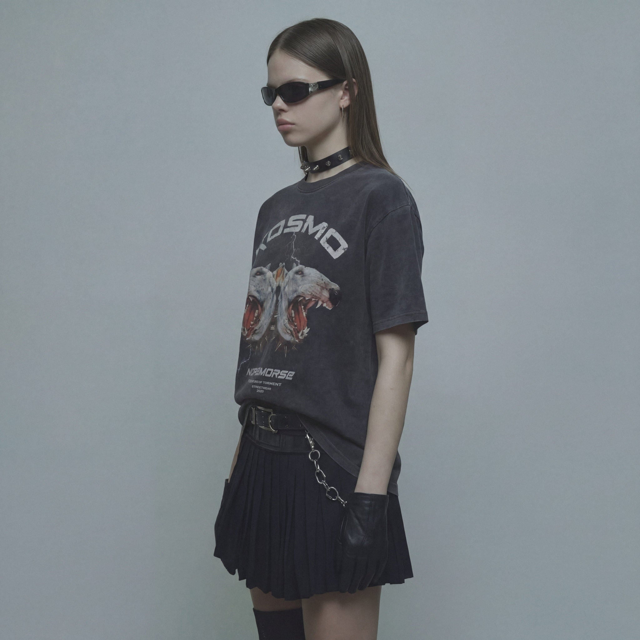 No Remorse - Grey Faded Acid Washed Oversized Vintage Style Graphic Band Tee